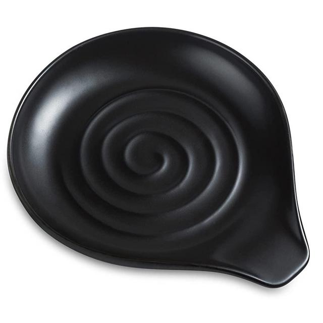 Spoon Rest for Stove Top Cooking Spoon Holder for Kitchen Countertop Large Holder for Spatula, Spoons or Tongs, Framhouse Decor, Black