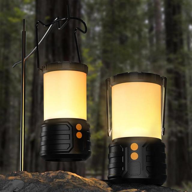 NARUNDREN LED Rechargeable Camping Lantern, IPX4 Water Resistant Tent Light, Camping Essentials, 4000 mAh Capacity, 3 Lighting Modes, Lanterns for Power Outages, Emergency, Hurricane, 2 Pack