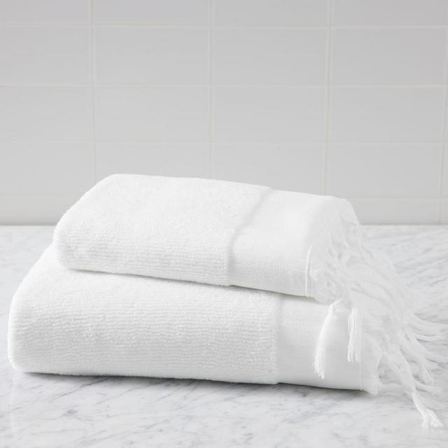 White Organic Cotton Tassel Bath Towel