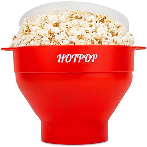 The Original Hotpop Microwave Popcorn Popper, Silicone Popcorn Maker, Collapsible Bowl Bpa Free and Dishwasher Safe- 12 Colors Available (Red)