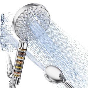 SR SUN RISE Filtered Shower Head with Handheld High Pressure 9 Spray Mode Showerhead Detachable Shower Head Water Softener Filters Beads for Hard Water Remove Chlorine 1 Filter Chrome