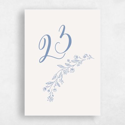 Denim Blue Wedding Table Number - Miette