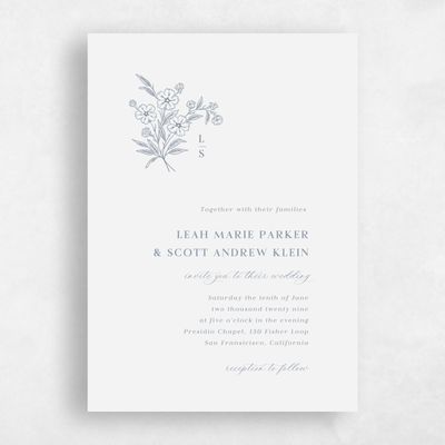 Blue Wedding Invitation - Artura Portrait