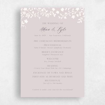 Lavender Mist, Purple Wedding Program - Ysabeau