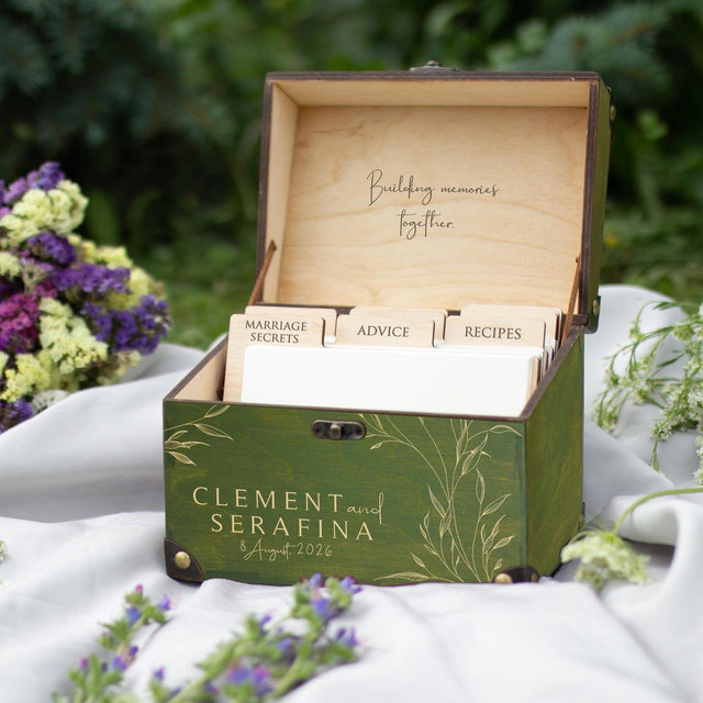 Personalized Wedding Advice Box: Greenery Keepsake Guest Book Alternative
