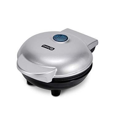 Dash DMS001SL Mini Maker Electric Round Griddle for Individual Pancakes, Cookies, Eggs & other on the go Breakfast, Lunch & Snacks with Indicator Light + Included Recipe Book - Silver