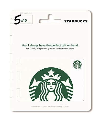 Starbucks Physical Gift Cards (Multipack of 10 x $5) - $50