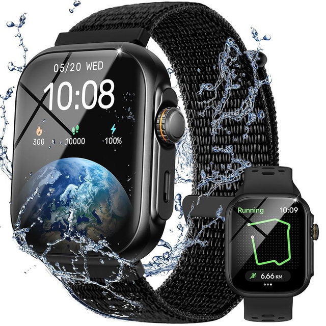 Parsonver Built-in GPS Smart Watch for Men Women with Bluetooth Calling, GPS Fitness Activity Tracker 100+ Sport Modes, Heart Rate Sleep Monitor, Waterproof Pedometer for Android & iPhone(Two Bands)