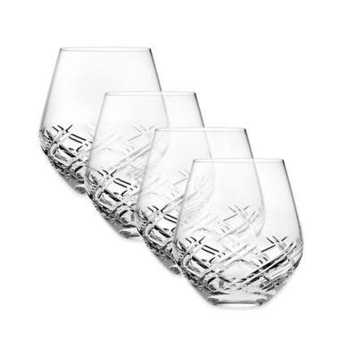 Top Shelf Bevel Crystal Stemless Wine Glasses (Set of 4)