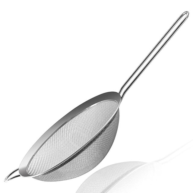 ANAEAT Fine Mesh Strainers - Premium Stainless Steel Colander Sieve Sifters, with Durable Mesh and Sturdy Handle, Excellent for Sifting Dry ingredients, Flour, Pastas, Rice, Tea (9.45"）