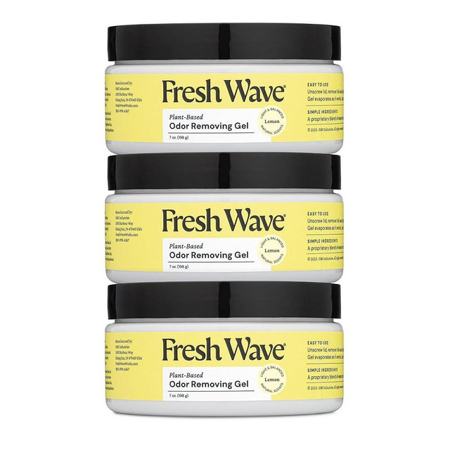 Fresh Wave Lemon Odor Removing Gel, 7 oz., Pack of 3 - Safer Odor Absorbers for Home, Natural Plant-Based Odor Eliminator, Every 7 oz. lasts 15-30 Days, For Cooking, Trash & Pets