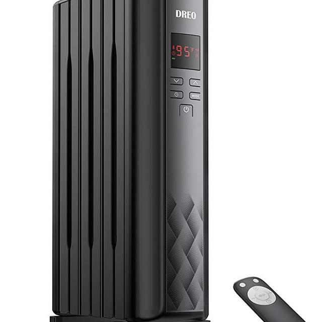 Dreo Radiator Heater, 2021 Upgrade 1500W Electric Portable Space Oil Filled Heater with Remote Control, 4 Modes, Overheat & Tip-Over Protection, 24h Timer, Digital Thermostat, Quiet, Indoor