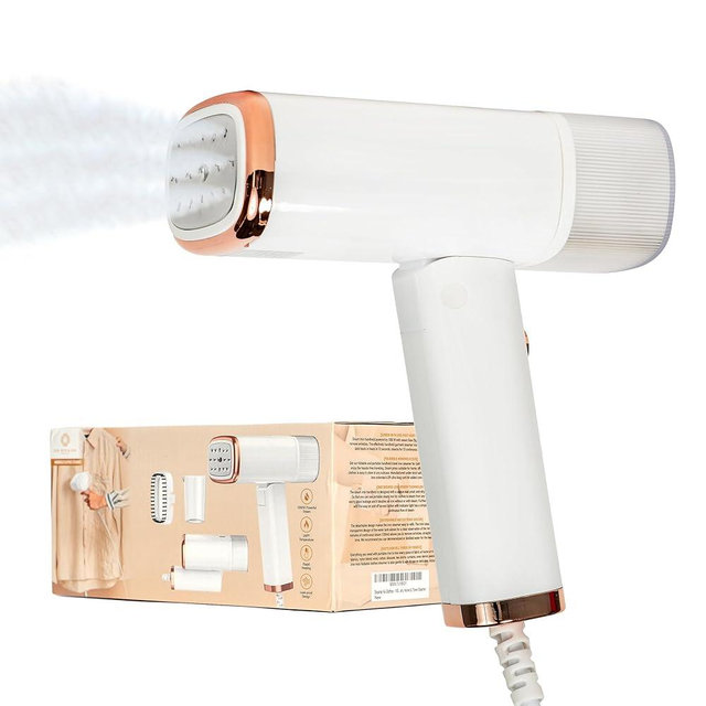 Travel Essentials : Steamer for Clothes - Home or Travel Steamer & Iron, White with Rose Gold Accents, 1000W Steam, Fast Heat Up, Removes Wrinkles in Seconds, a must-add to Travel Accessories