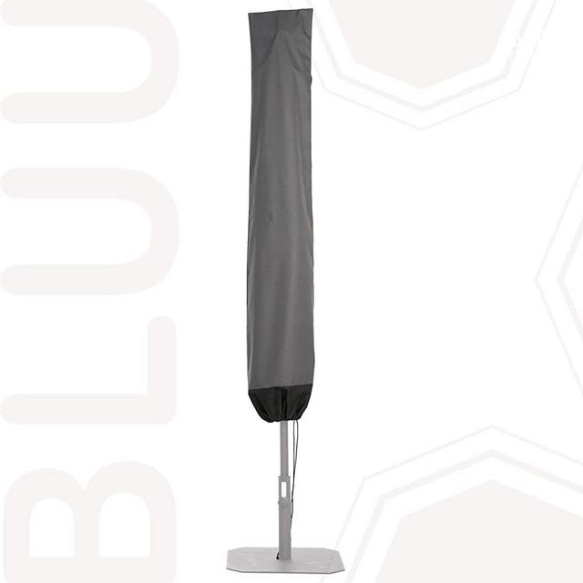 BLUU Patio Umbrella Cover 600D Oxford Fabric, for Outdoor Market Table Umbrellas, Waterproof & UV-Resistant with Storage Bag, Zipper & Rod, Adjustable Bottom & Bicolor Stitching, Grey & Army Green
