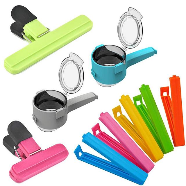 9 Pack Food Bag Sealing Clips Set - Sealing Clips with Pour Spouts, Heavy Duty Food Clips, Chips Bag Clips for Bags Snap Closure Bag Sealer, Large Bag Clips with Air Tight Seal Grip for Food Storage