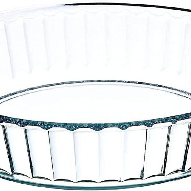 Simax Glass Pie Pan for Baking: Deep Round Pie Plate Dish Great For Apple, Pumpkin, Holiday Pies, etc. - Fluted Pie Holder - Oven Safe Tray - Borosilicate Glass Cake Tin - 10.25 Inch Large Diameter