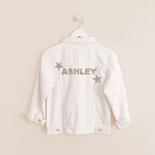Personalized Sparkle Patch White Jean Jacket
