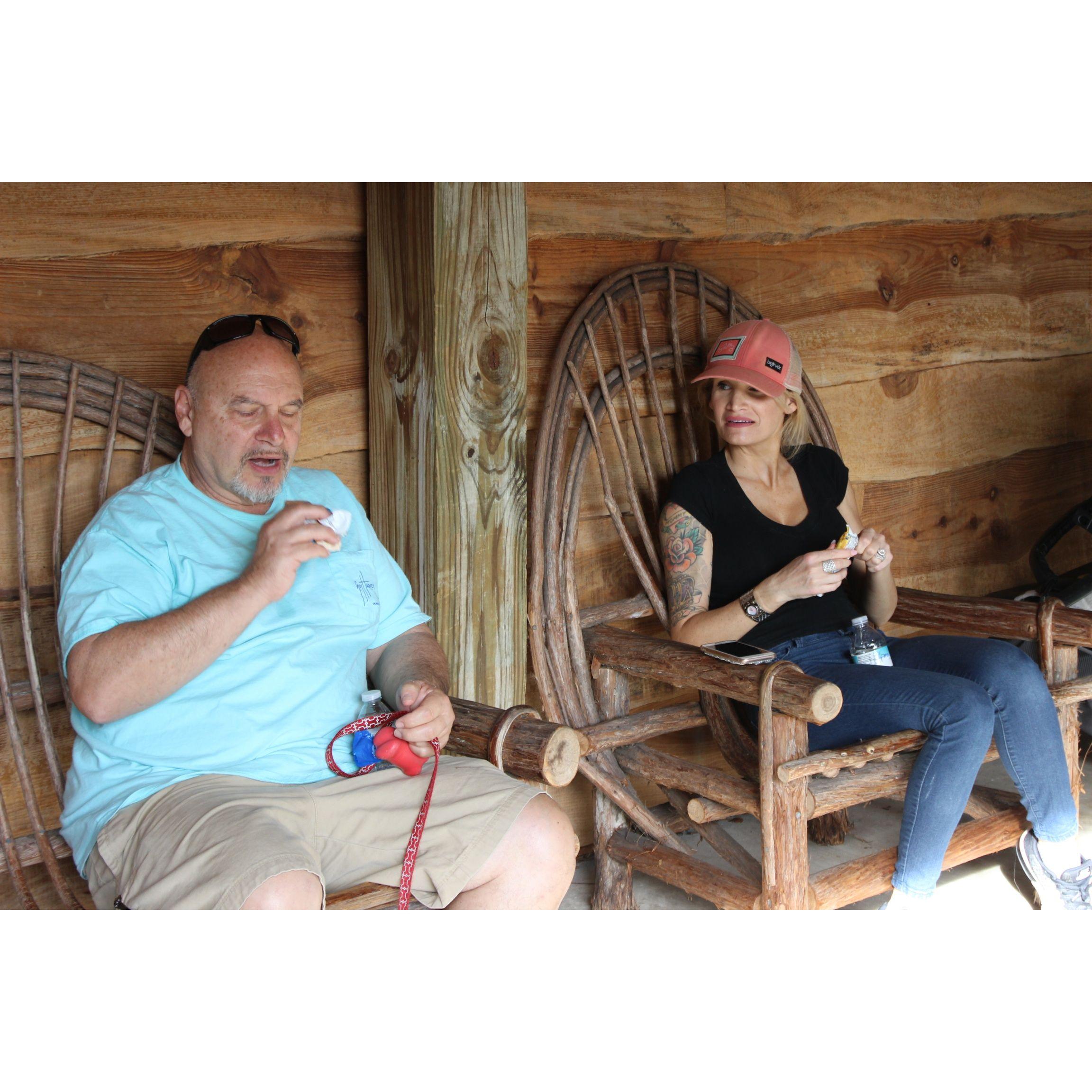 Mike with his daughter Amber taking a break at the zoo.