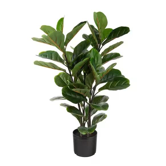 NATURAE DECOR Artificial 35 in. Fiddle Leaf Indoor and Outdoor Plants OUT-FIDDLE-35BC