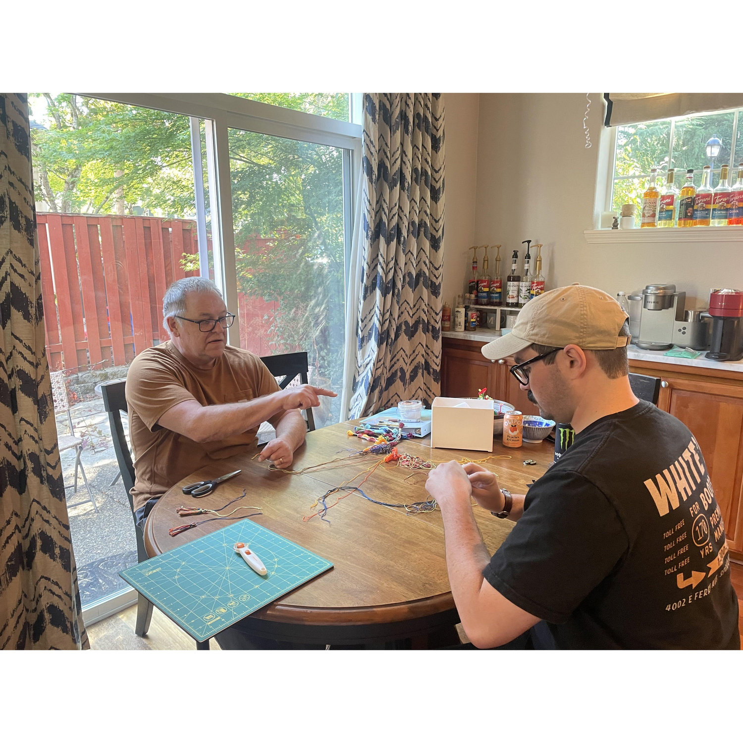 putting the boys to work on wedding tasks