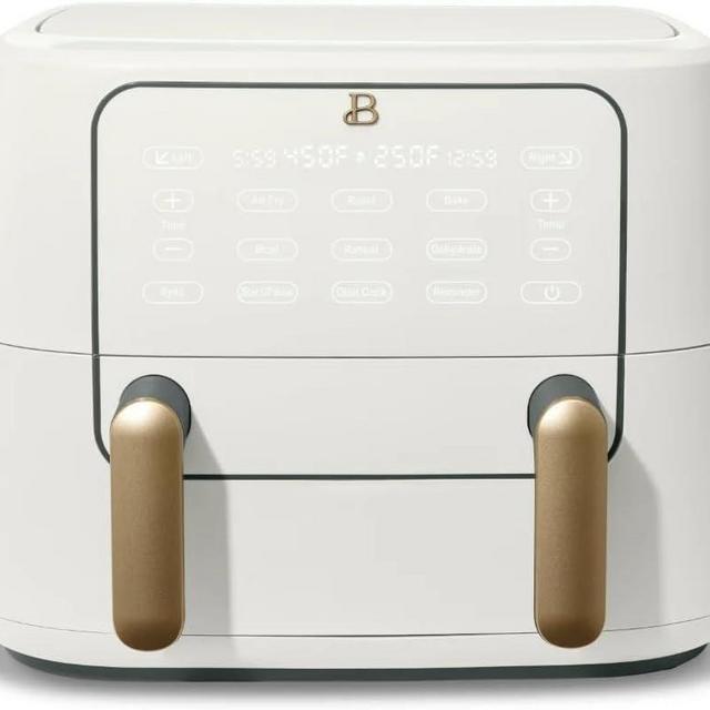 Beautiful 9-Quart Dual Zone Air Fryer Exclusive with Divider & Crisper Trays, Digital Touchscreen for 2-in-1 Cooking By Drew Barrymoree