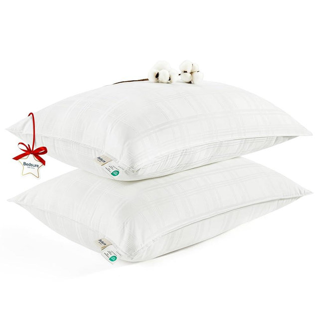 Bedsure Bed King Size Pillows Set of 2 - Fluffy King Pillows 2 Pack, Luxury Cotton Pillows for Sleeping with Breathable Cover, Soft & Supportive Hotel Pillows for Side, Stomach, Back Sleepers