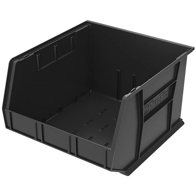 Akro-Mils 30270 AkroBins Plastic Storage Bin Hanging Stacking Containers, (18-Inch x 16-Inch x 11-Inch), Black, (3-Pack)