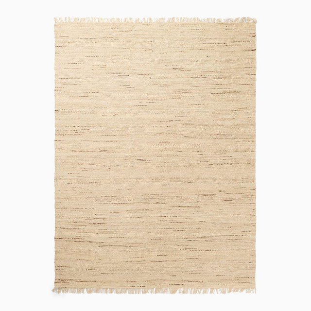 Handspun Wool Jute Rug, 6x9 Feet, Natural