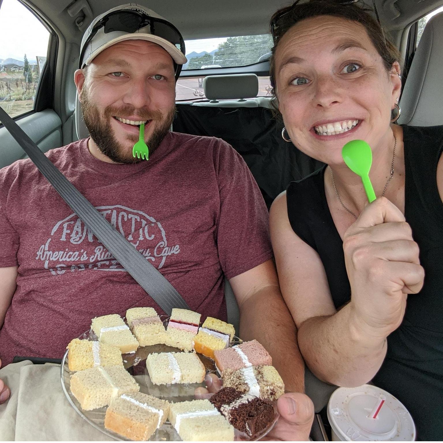 Wedding-cake tasting in the age of COVID-19 means picking up samples from a cooler on the porch and driving to the nearest prairie dog colony for good viewing while sampling.