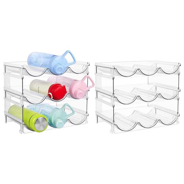 Vtopmart Clear Water Bottle Organizer, 6 Pack Water Bottle Storage Rack Plastic, Stackable Water Bottle Holder, Cup Organizer for Kitchen Cabinet, Countertop, Fridge, Hold 18 Bottles