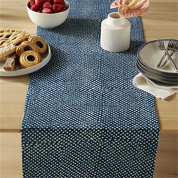 indigo block print runner