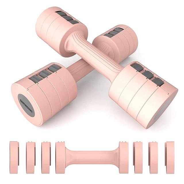 EAST MOUNT Adjustable Dumbbell Set of 2,Hand Weights Sets for Women, 4 Kinds of Weight Adjustment 2lb 3lb 4lb 5lb,Suitable for Women to Fitness at Home.…