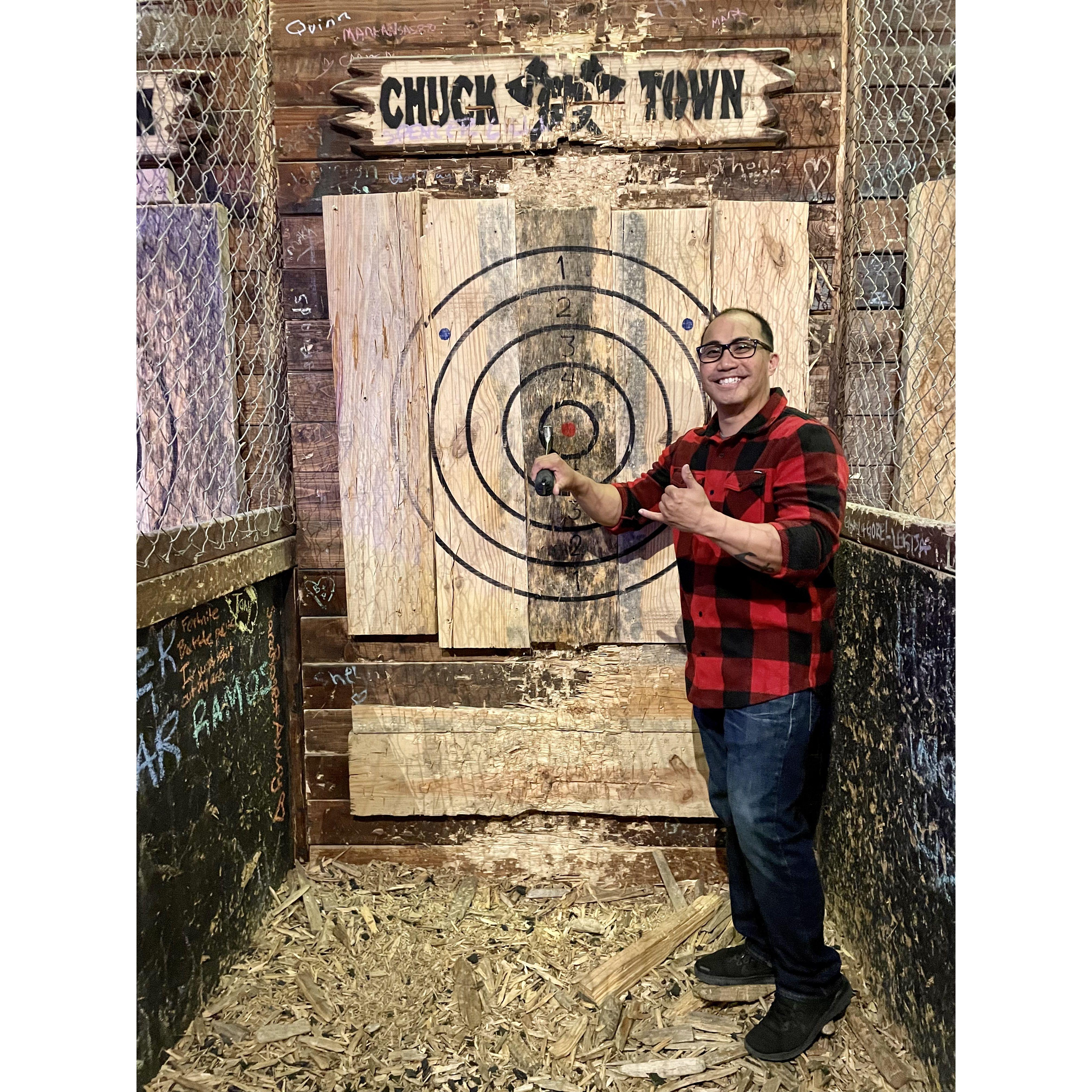 Our first date: ax throwing! March 9th