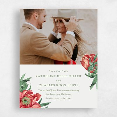 Cranberry, Red Wedding Save the Date - Sparrow Portrait