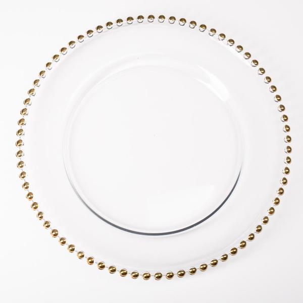Richland 13" Gold Beaded Glass Charger Plate Set of 12