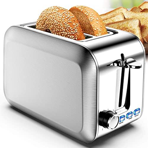 Toaster 2 Slice Stainless 2 Slice Toaster Best Rated Prime Wide Slot Toaster with Removable Crumb Tray 7 Bread Shade Settings, Bagel, Defrost, Cancel Function