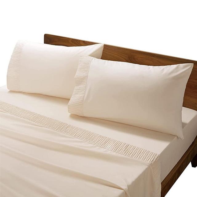 Bedsure King Size Sheets Sets Beige - Soft 1800 King Bed Sheets, 4 Pieces Microfiber Sheets for King Size Bed