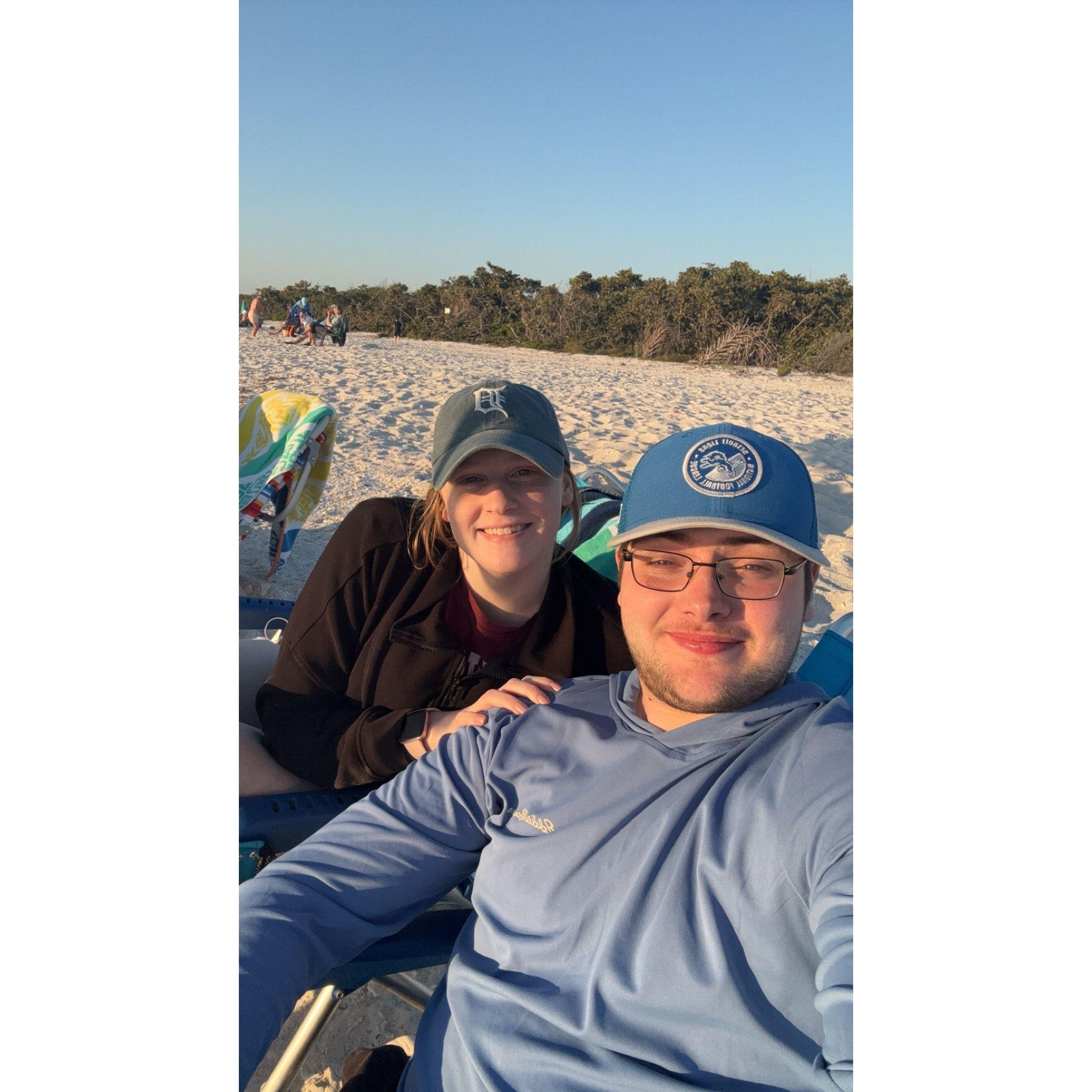 Enjoying sunsets on the beach