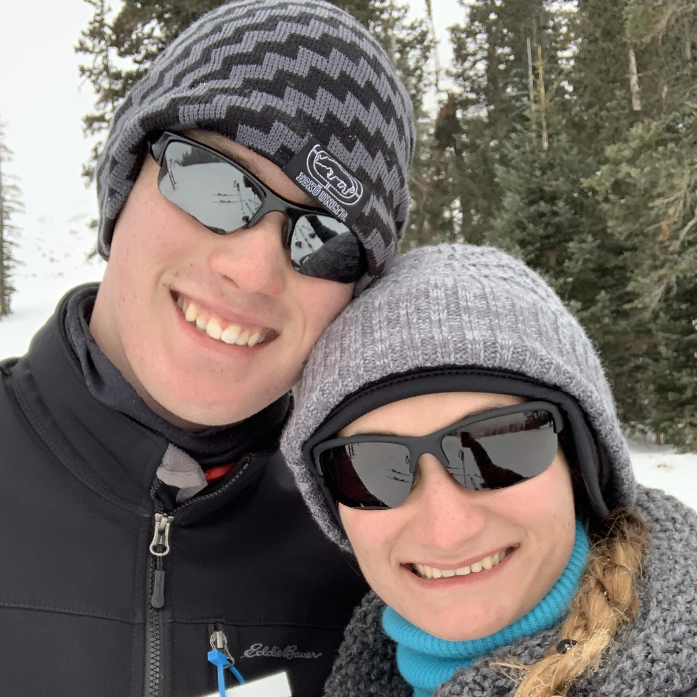 The top of the mountain on our first day of skiing, 2019