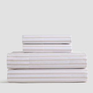 Classic Organic Percale Sheet Set - Double Strip Toffee, King
