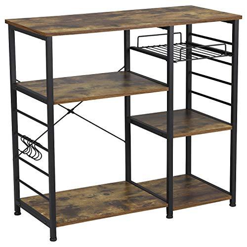 Yaheetech 35.5 inches Microwave Cart Kitchen Baker's Rack Utility Oven Stand Shelf Storage Cart 3-Tier Workstation Rustic Brown