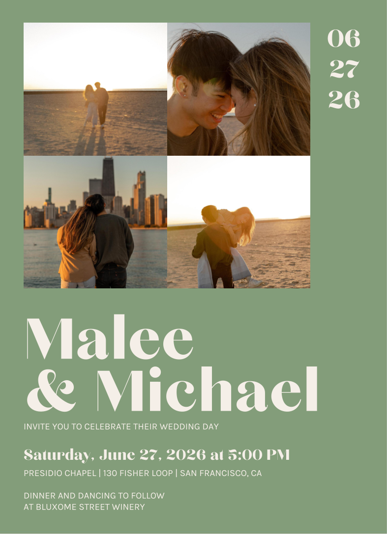 Vitale Multiphoto | White | Zola Wedding Invitations