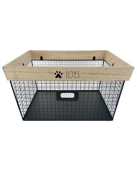 Designstyles Rae Dunn Decorative Pet Toy Storage Basket - Durable Cat and Dog Toy Basket Perfect for Organizing Chew Toys - Sturdy Metal Baskets for Storage of Pet Blankets & Leashes