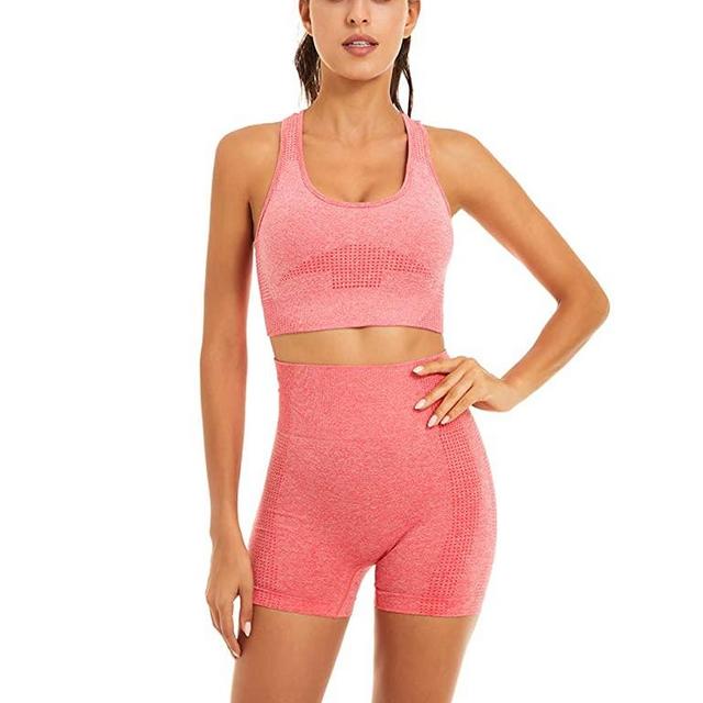 Toplook Women Seamless Yoga Workout Set 2 Piece Outfits Gym Shorts Sports Bra