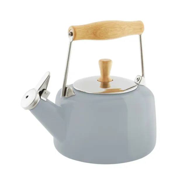 Chantal 1.4-Quart Enamel-on-Steel Sven Teakettle, Fog Gray