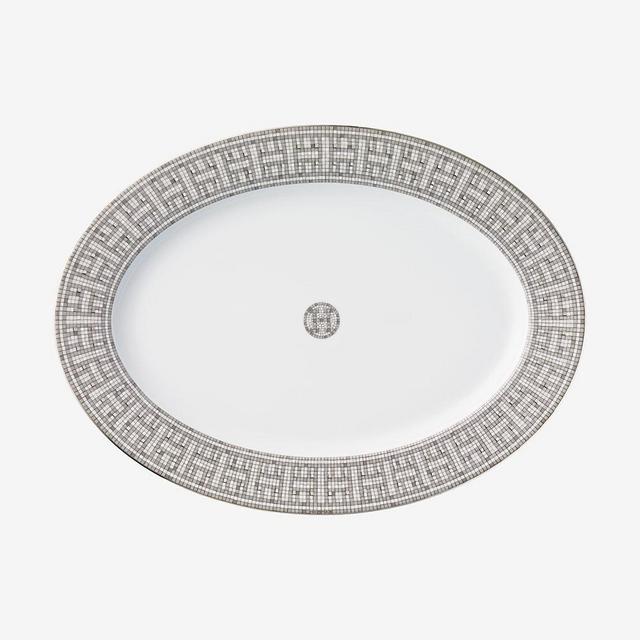 Mosaique au 24 platinum oval platter, small model