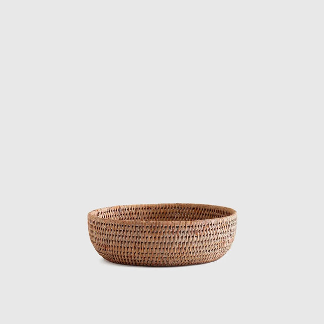 Handwoven Rattan Bowl in Honey