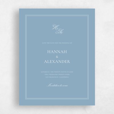Dusty Blue Wedding Save the Date - Wyncote Portrait