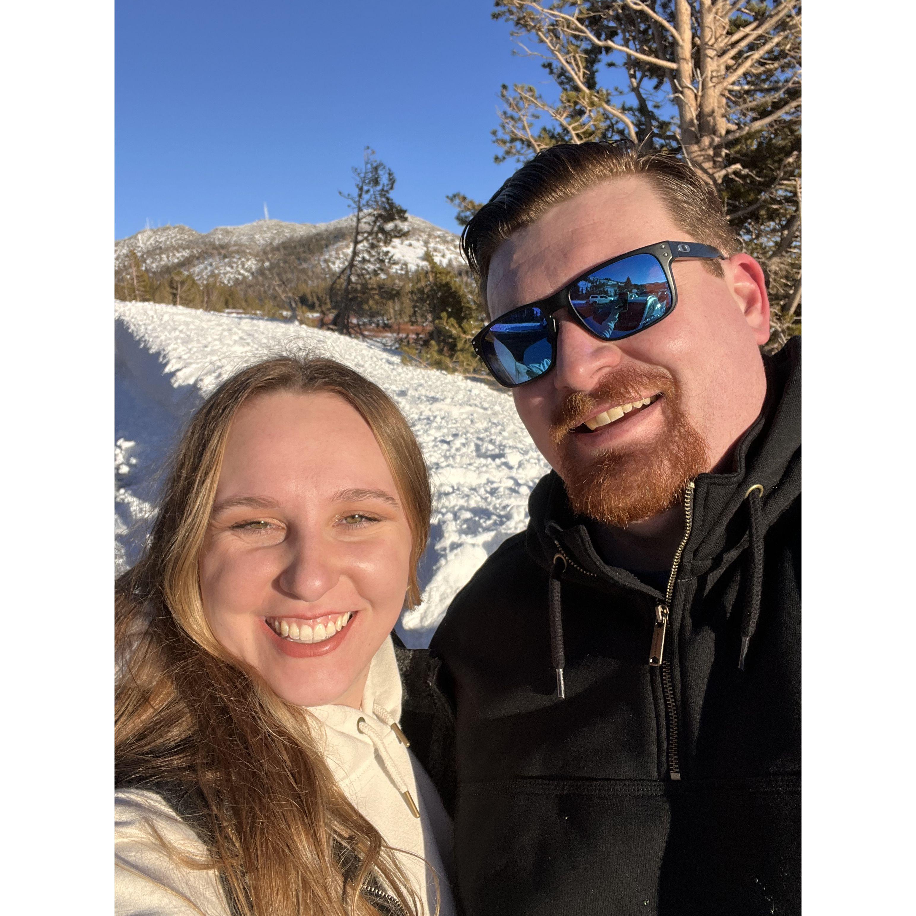 Post trekking around in 4 feet of snow for our engagement pictures.