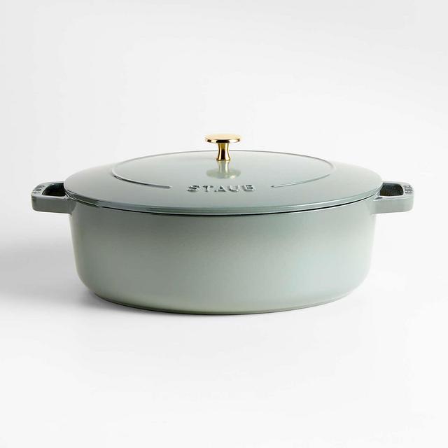 Staub 6.25-Qt. Eucalyptus Enameled Cast Iron Shallow Oval Dutch Oven